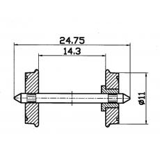 Roco HO 40264 DC RP-25-Radsatz einseitig isoliert 11 mm 2 Stück