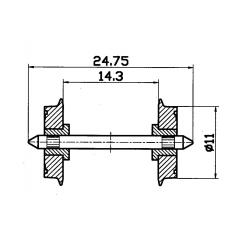 Roco HO 40199 Radsatz 2fach isoliert 11mm 2 Stück