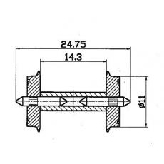Roco HO 40192 Radsatz DC, mit geteilter Achse. Ø 11 mm 2 Stück