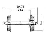 Roco HO 40264 DC RP-25-Radsatz einseitig isoliert 11 mm 2 Stück