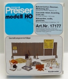 Preiser 17177 Betonmischer, Bauzaun, Werkzeug etc.