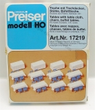 Preiser 17219 Tische mit Tischdecken, Stühle, Büfetttisch