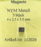 Neodym Magnete NYM48 Metall 4 x 2,5 x 1,5 mm