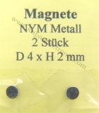 Neodym Magnete NYM48 Metall D4 x 2 mm