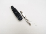 Hirschmann Vollkontaktstecker 4 mm mit Querloch, Lötanschluss, schwarz
