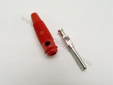 Hirschmann Vollkontaktstecker 4 mm mit Querloch, Lötanschluss, rot