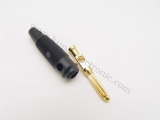 Hirschmann Büschelstecker 4 mm vergoldet mit Querloch, Lötanschluss, schwarz
