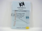 SMD LED 0402 orange bedrahtet mit Kupferlackdraht
